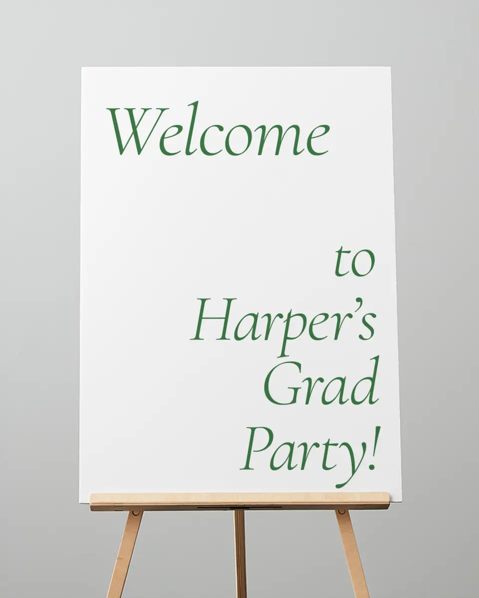This is a 20" x 28" Welcome Grad Sign called Our Grad printed in full color