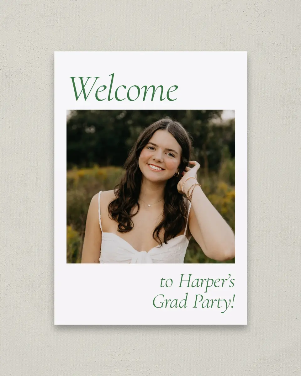 This is a 20" x 28" Welcome Grad Sign called Our Grad printed in full color
