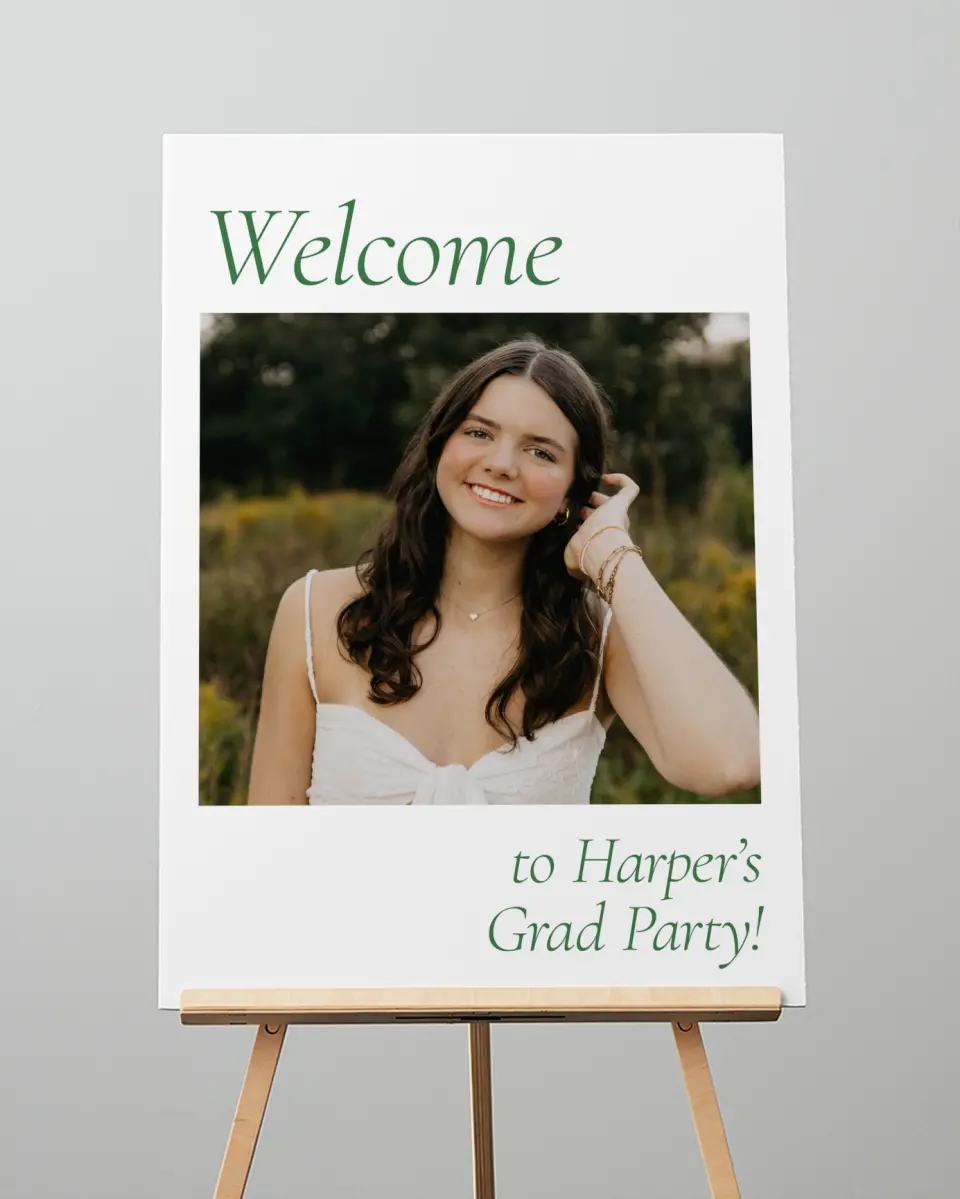 This is a 20" x 28" Welcome Grad Sign called Our Grad printed in full color