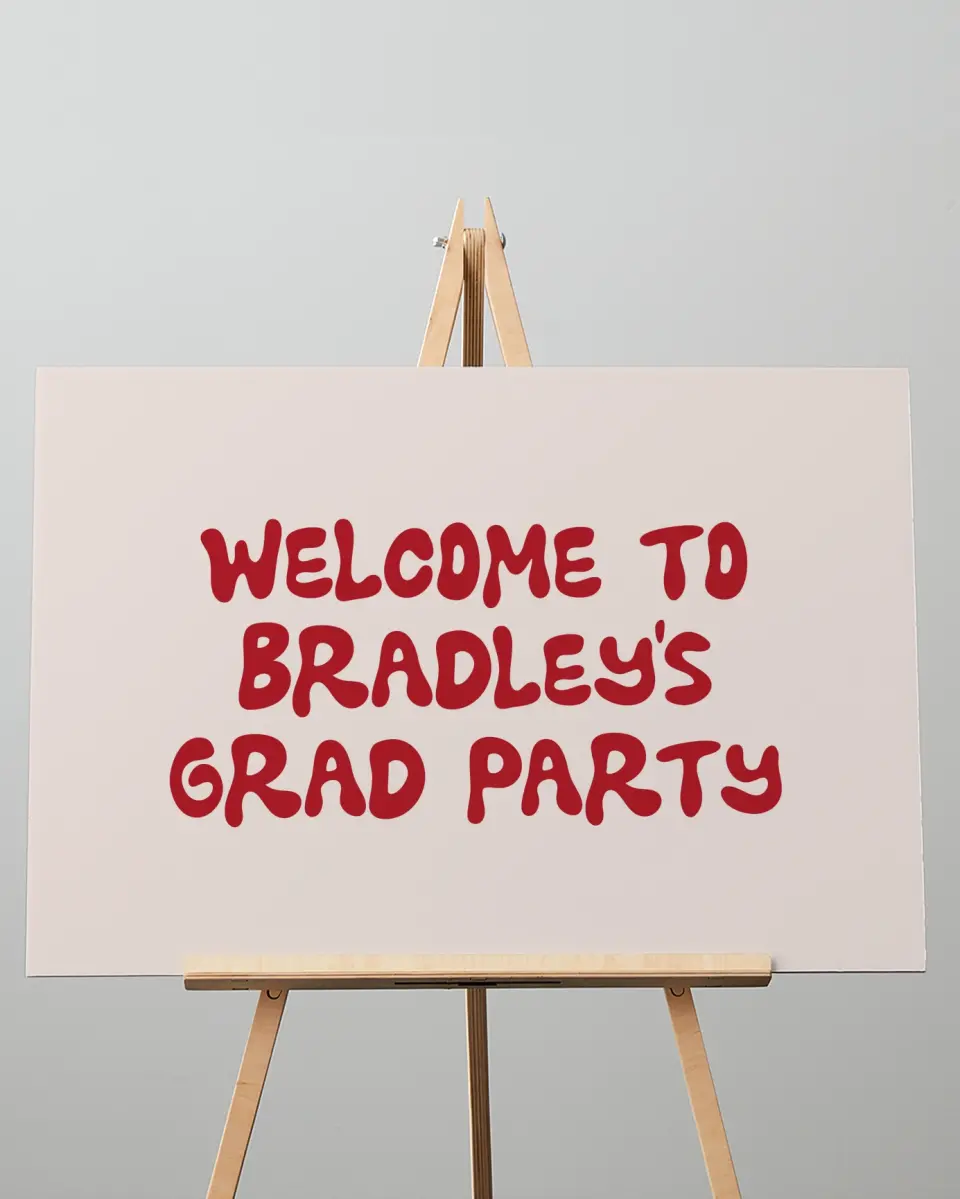 This is a 20" x 28" Welcome Grad Sign called Final Countdown printed in full color