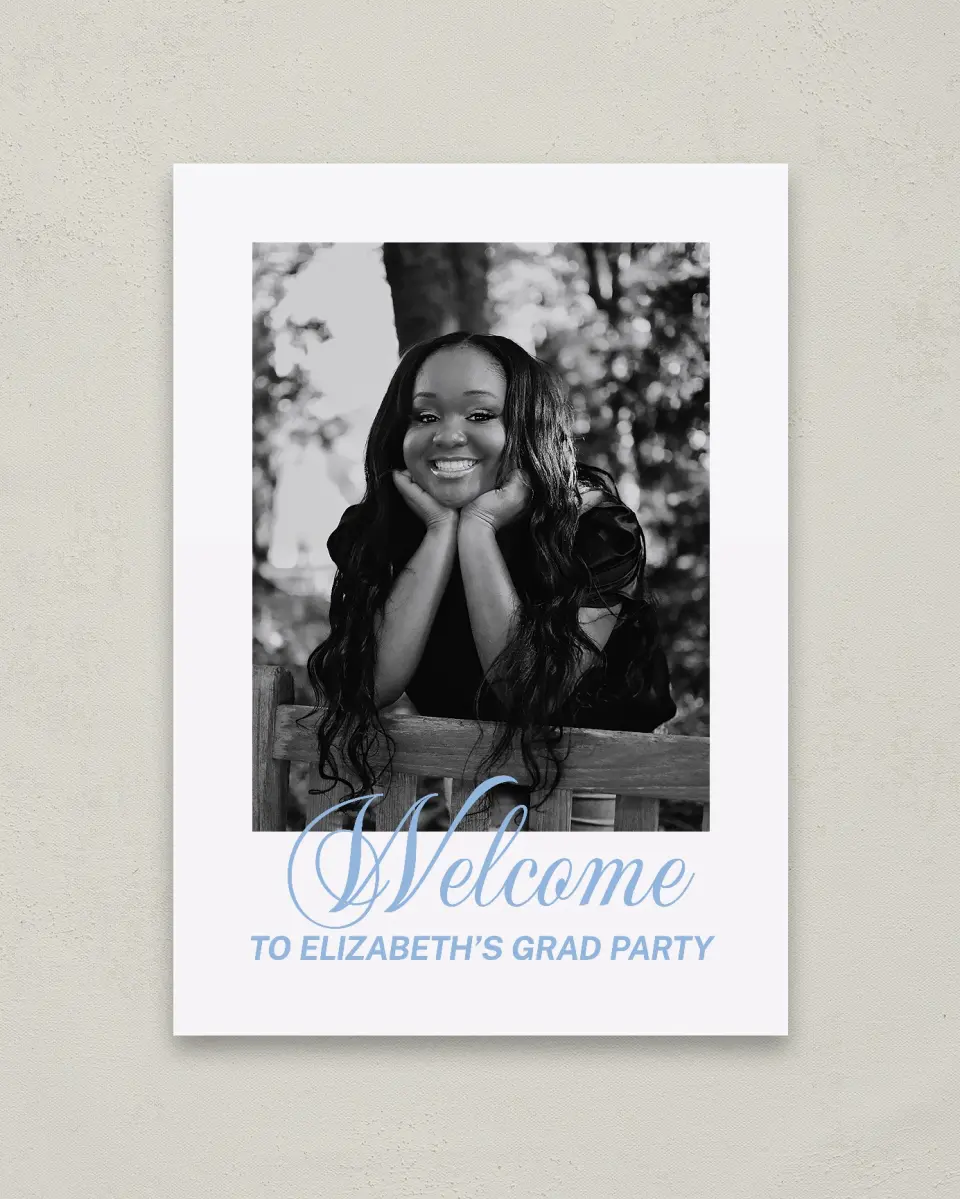 This is a 20" x 28" Welcome Grad Sign called Celebration of Success printed in full color