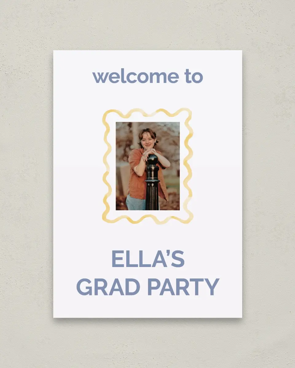This is a 20" x 28" Welcome Grad Sign called Future is Bright printed in full color