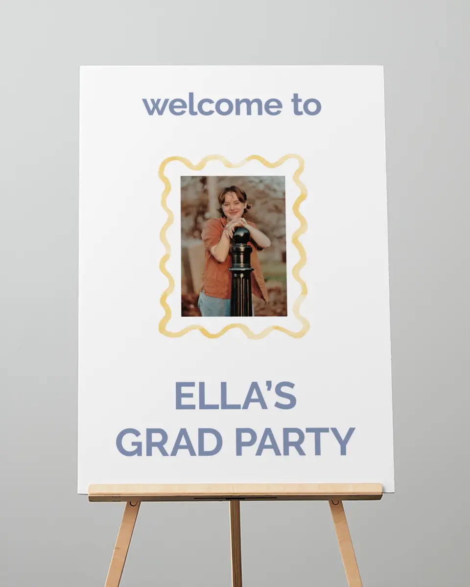 This is a 20" x 28" Welcome Grad Sign called Future is Bright printed in full color