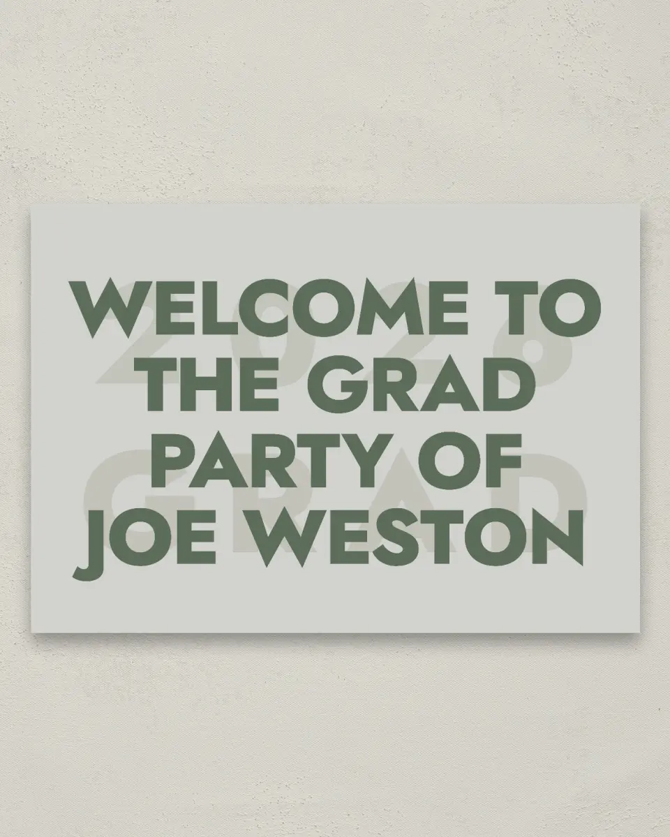 This is a 20" x 28" Welcome Grad Sign called Celebrating the Grad printed in full color