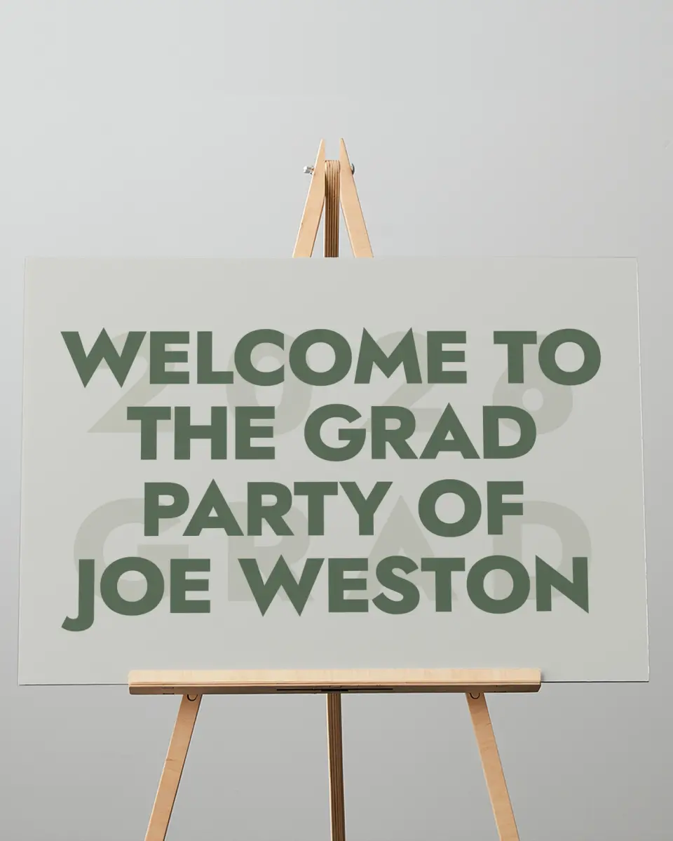 This is a 20" x 28" Welcome Grad Sign called Celebrating the Grad printed in full color