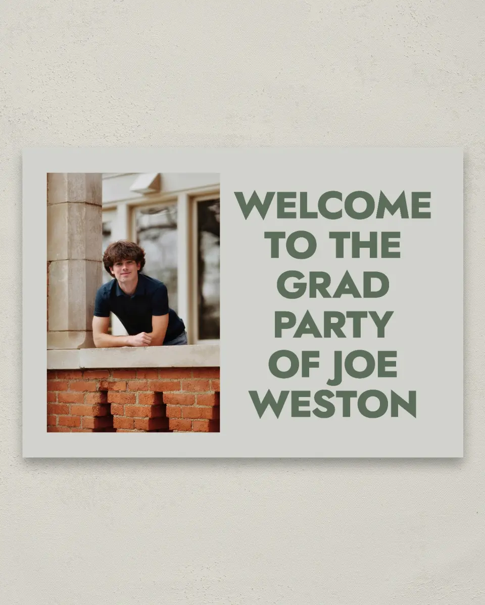 This is a 20" x 28" Welcome Grad Sign called Celebrating the Grad printed in full color