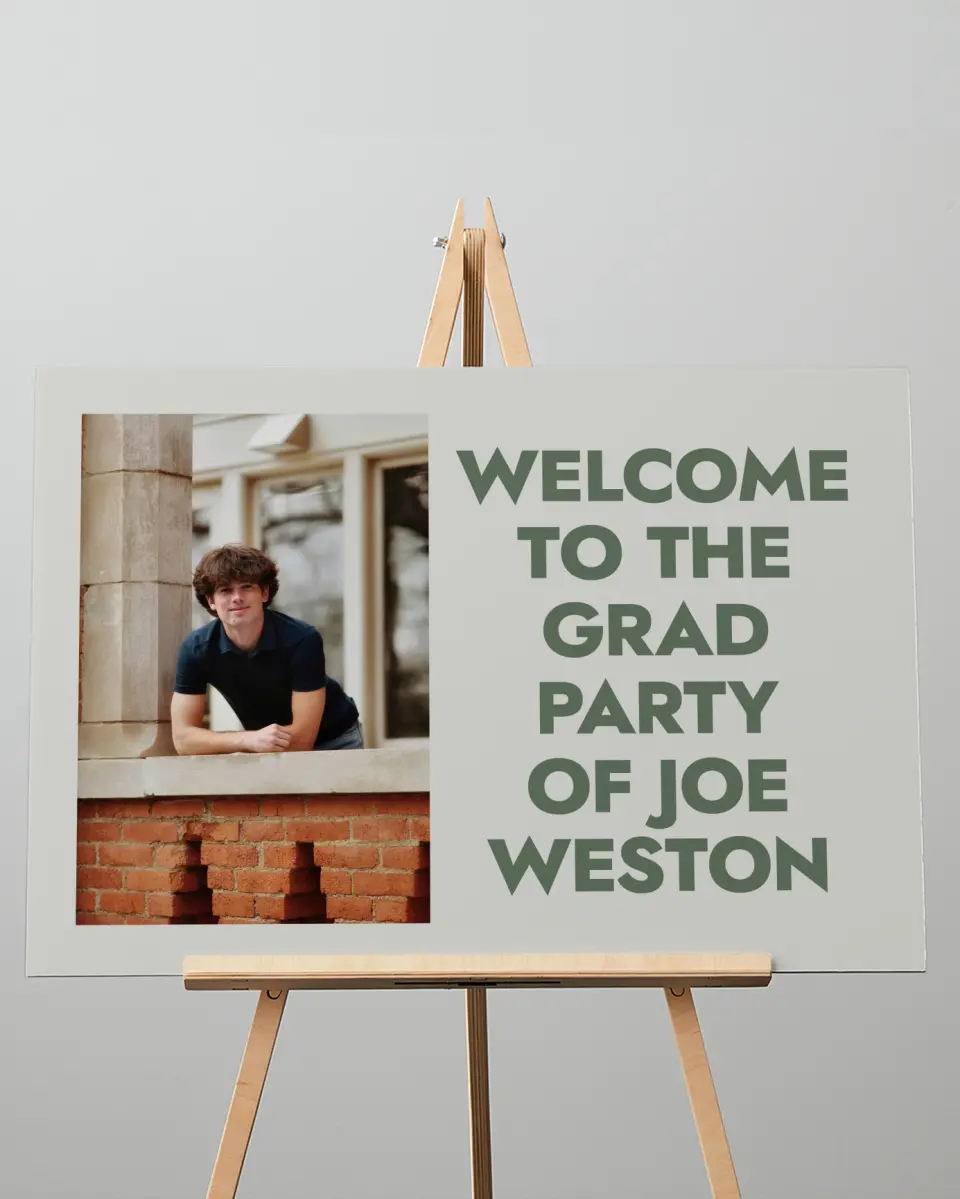 This is a 20" x 28" Welcome Grad Sign called Celebrating the Grad printed in full color