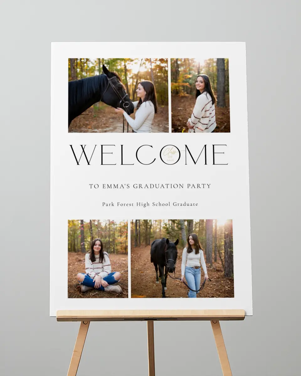 This is a 20" x 28" Welcome Grad Sign called Brilliant Year printed in full color