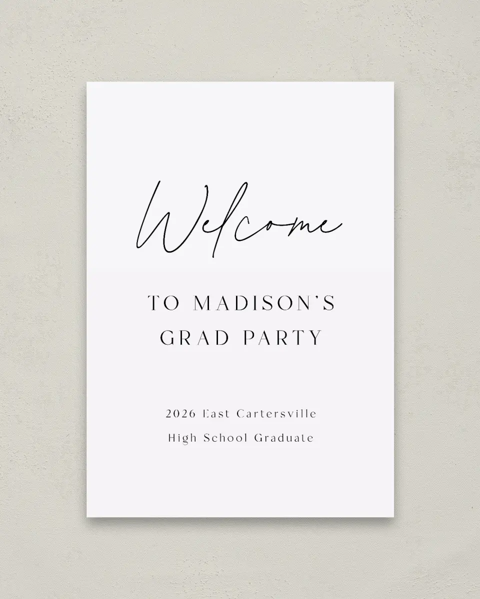 This is a 20" x 28" Welcome Grad Sign called Top of Class printed in full color