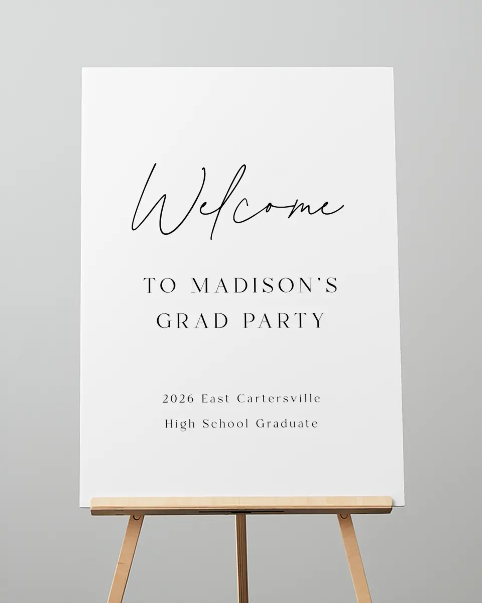 This is a 20" x 28" Welcome Grad Sign called Top of Class printed in full color