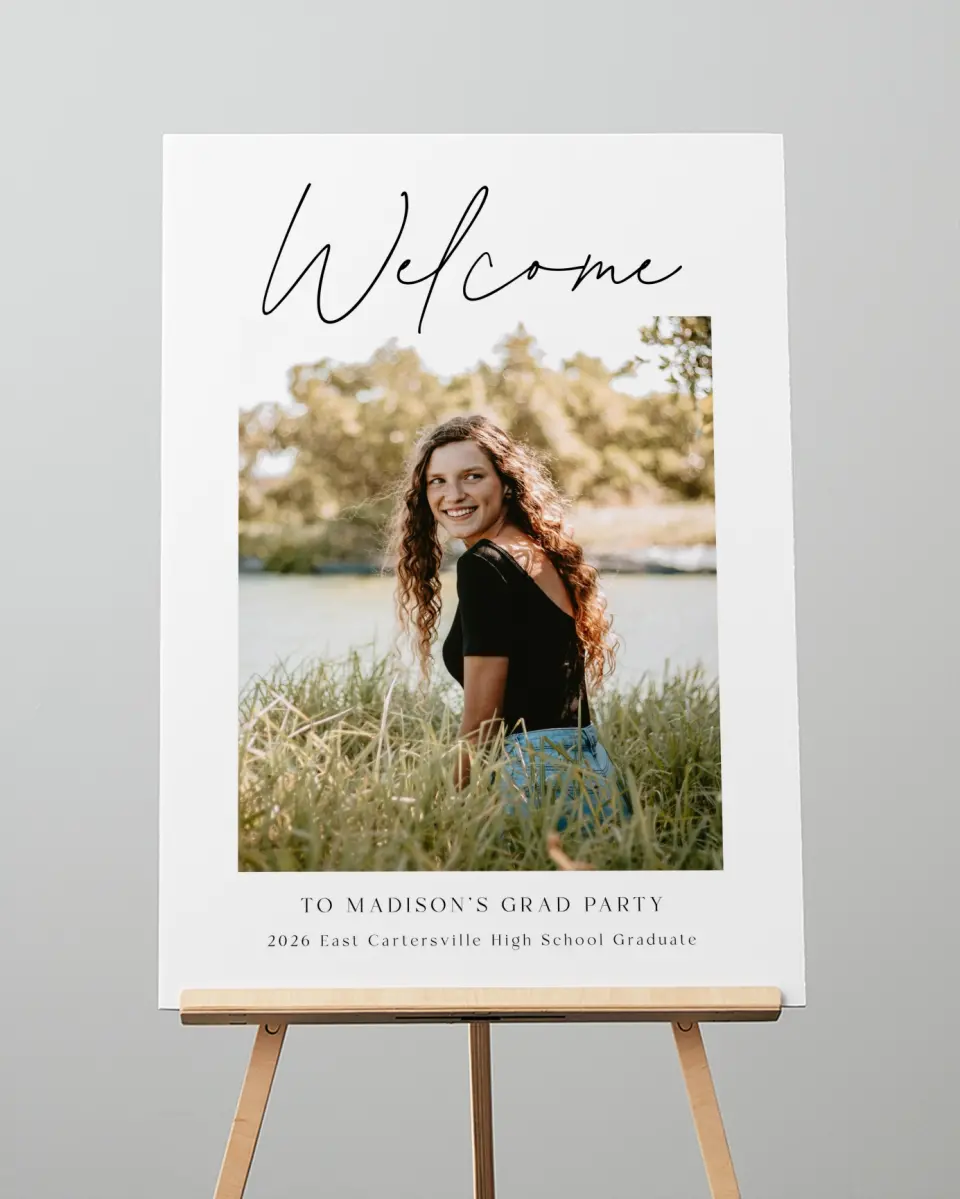 This is a 20" x 28" Welcome Grad Sign called Top of Class printed in full color