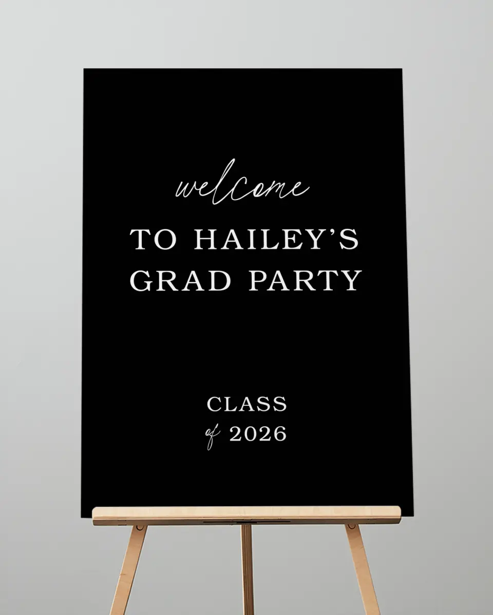 This is a 20" x 28" Welcome Grad Sign called Proud Moments printed in full color