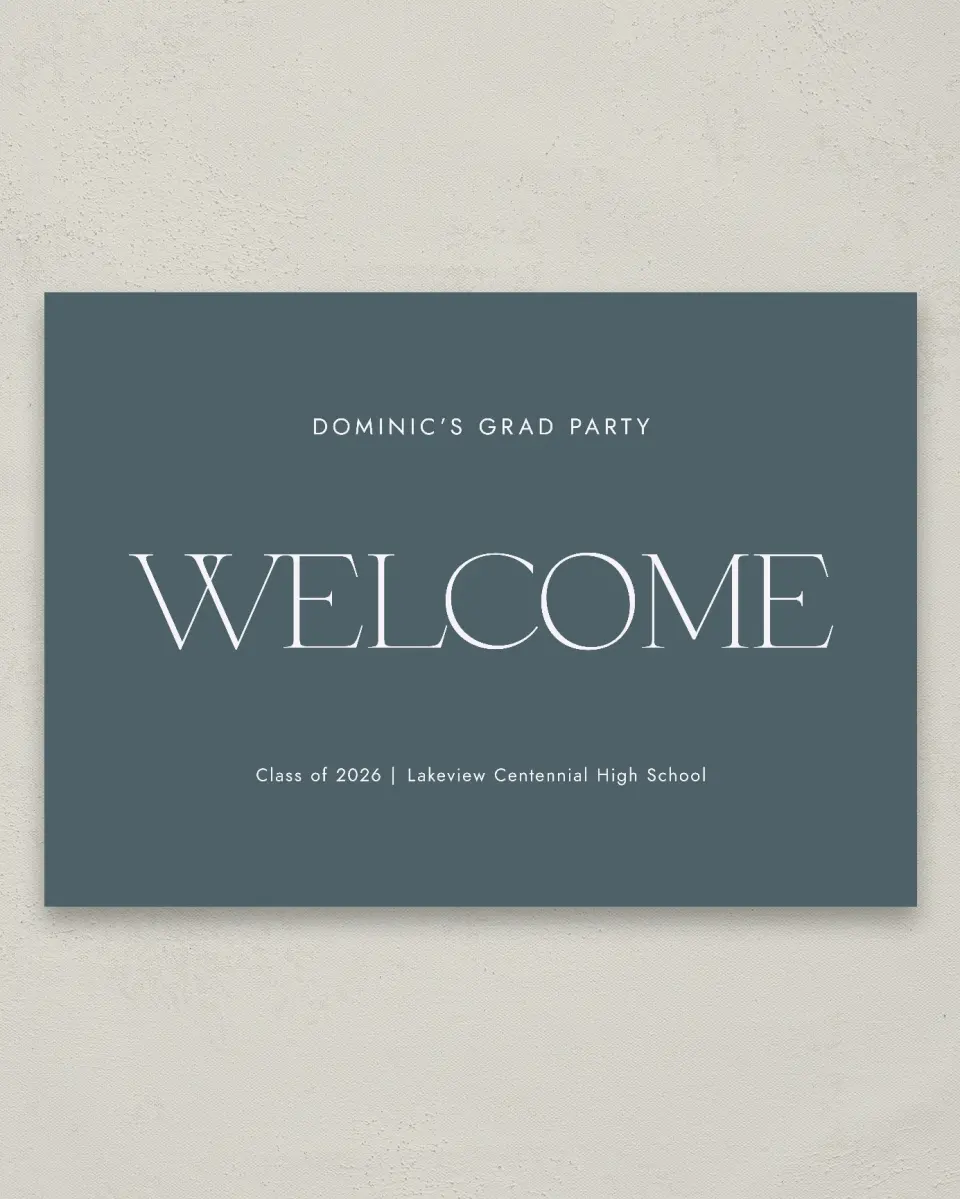 This is a 20" x 28" Welcome Grad Sign called Future Bound printed in full color