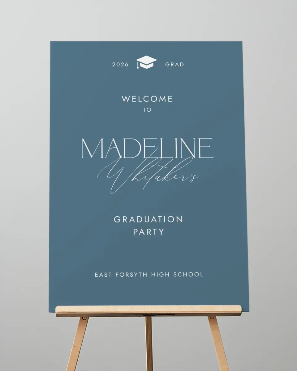 This is a 20" x 28" Welcome Grad Sign called Crowning Moment printed in full color