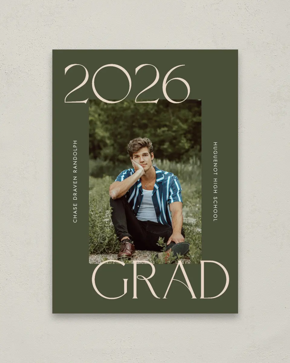 This is a 20" x 28" Welcome Grad Sign called Grand Year printed in full color