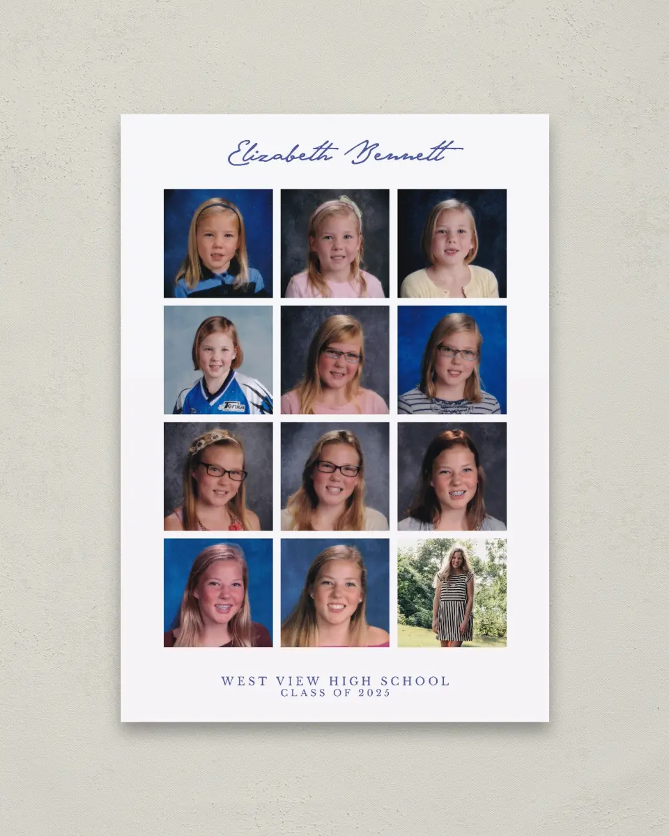 This is a 20" x 28" Welcome Grad Sign called Through The Years printed in full color