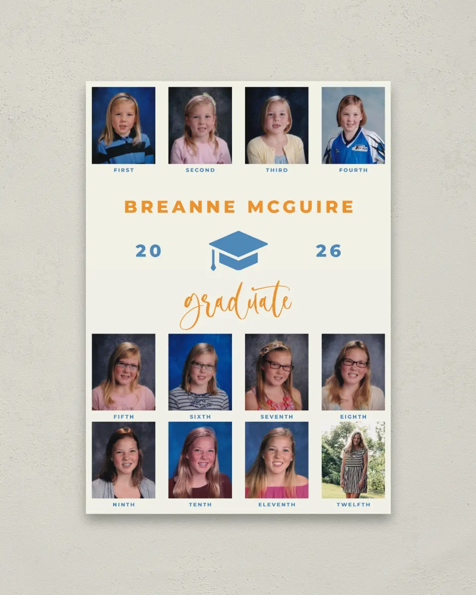 This is a 20" x 28" Welcome Grad Sign called Caps Off to the Grad printed in full color