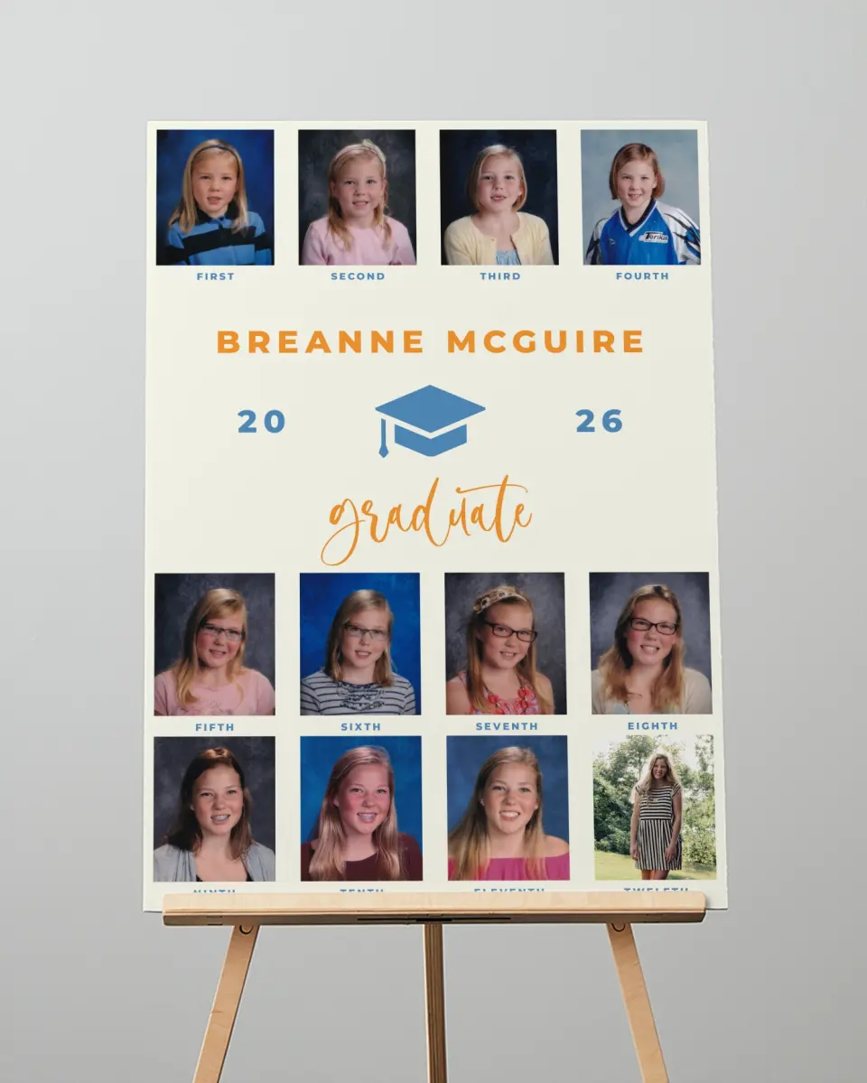 This is a 20" x 28" Welcome Grad Sign called Caps Off to the Grad printed in full color