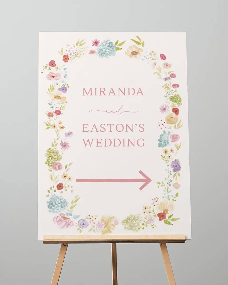 This is a 20" x 28" Direction Sign called Dainty Garden printed in full color