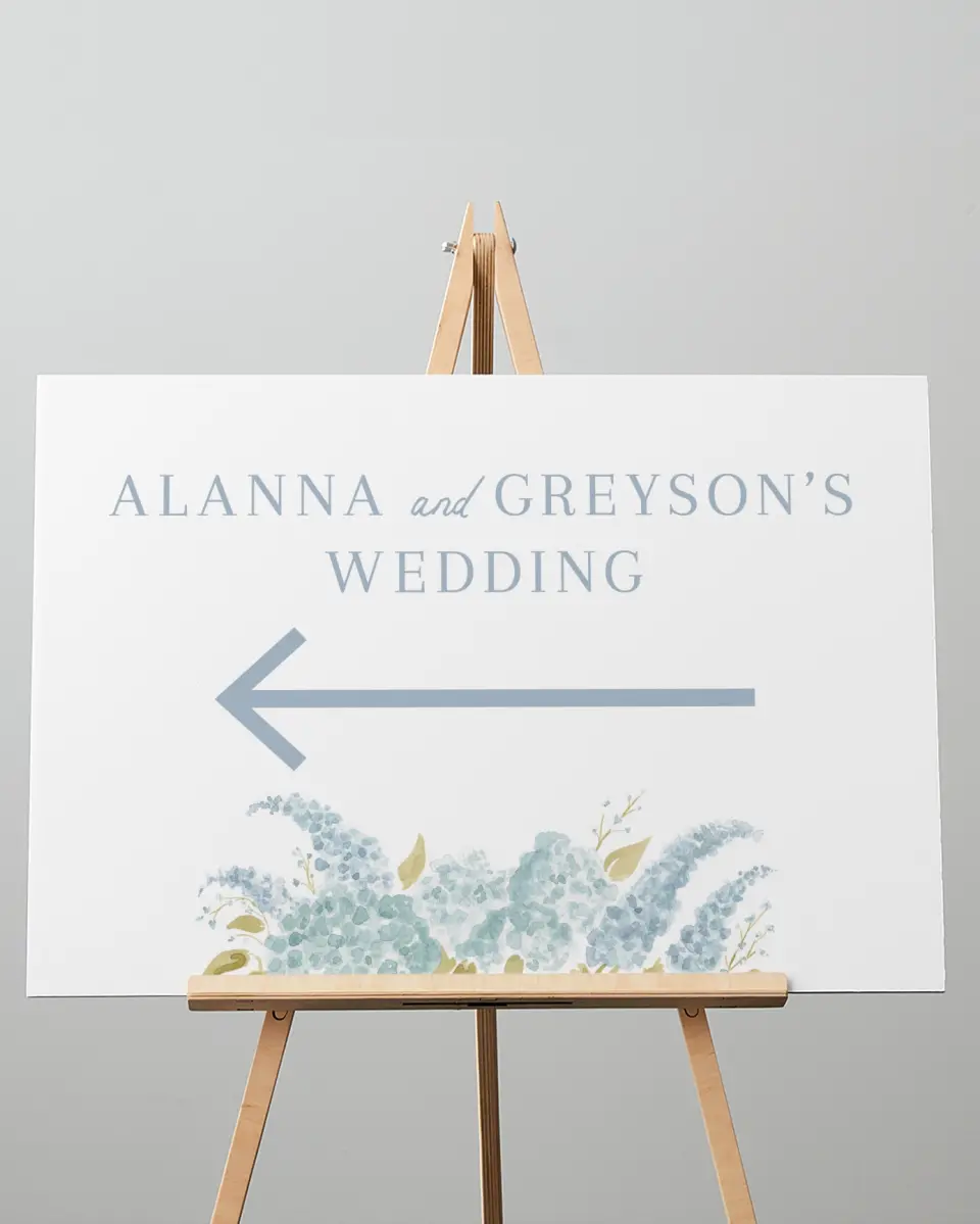 This is a 20" x 28" Direction Sign called Dashing Delphinium printed in full color