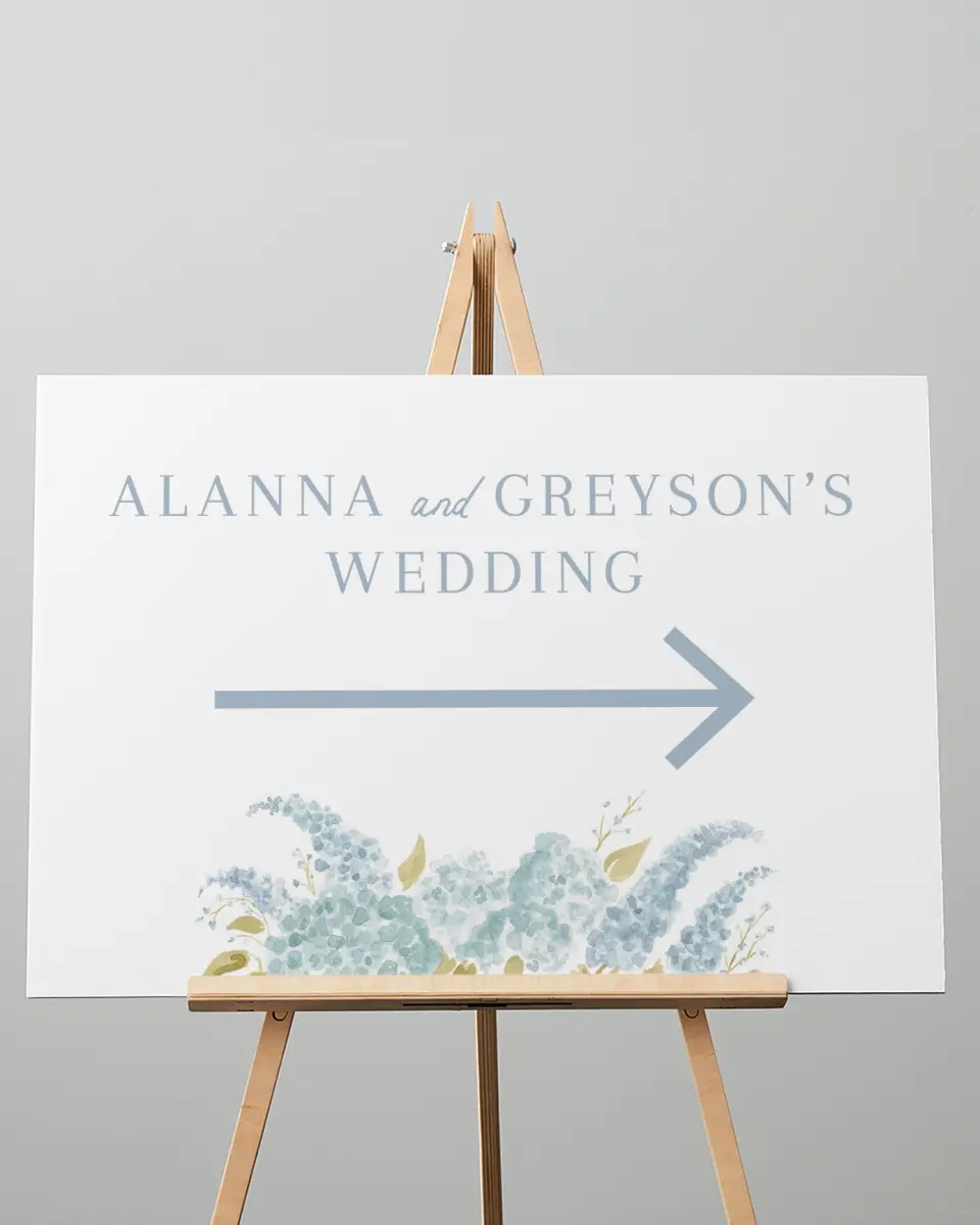 This is a 20" x 28" Direction Sign called Dashing Delphinium printed in full color