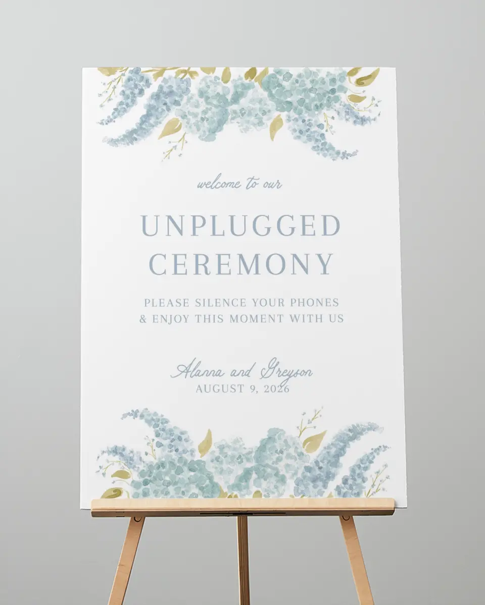This is a 20" x 28" Unplugged Sign called Dashing Delphinium printed in full color