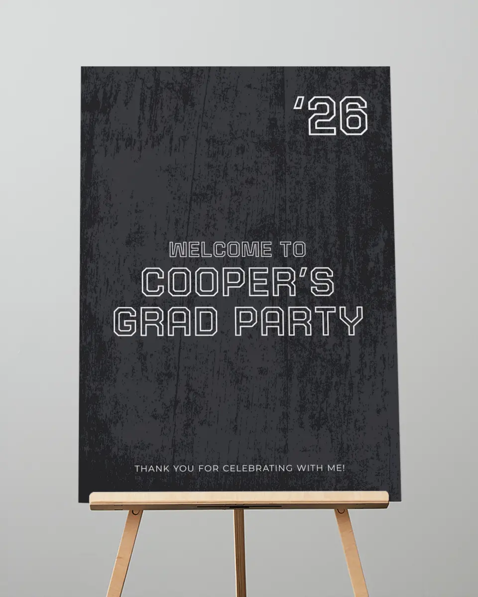 This is a 20" x 28" Welcome Grad Sign called Future Forward printed in full color