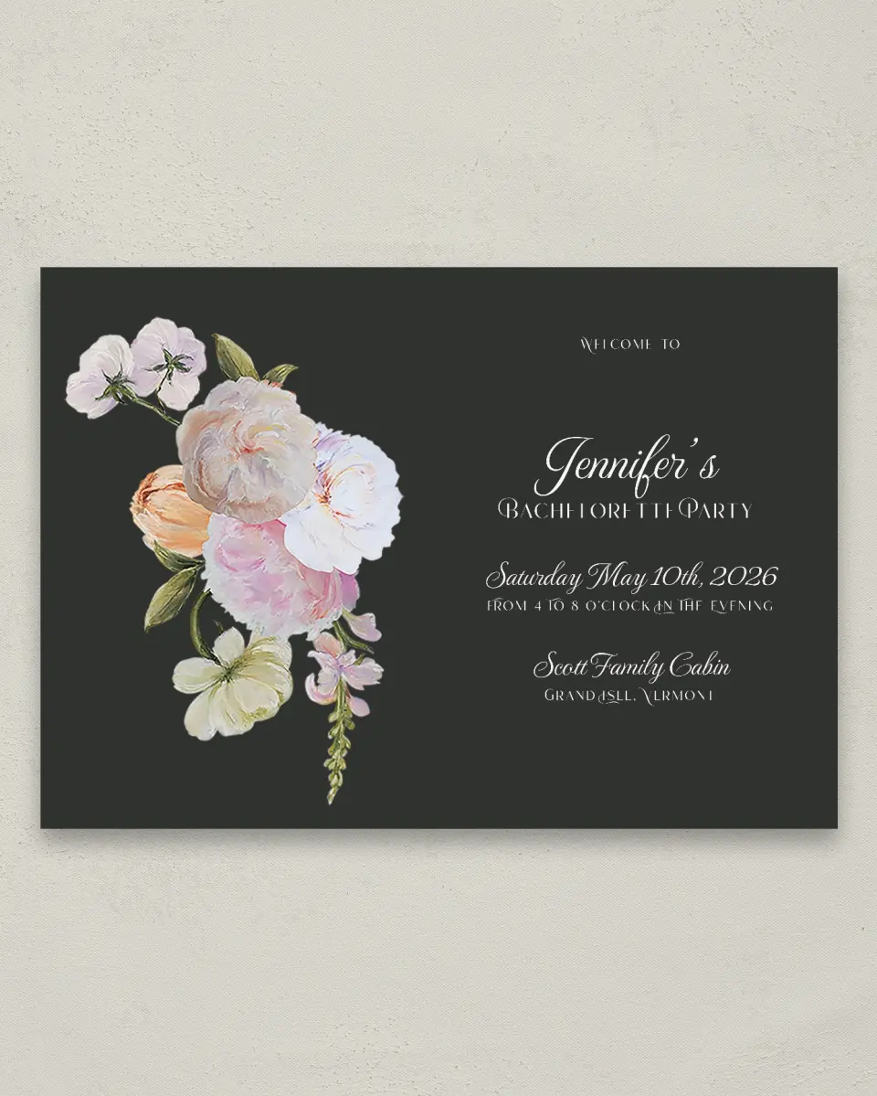 This is a 20" x 28" Welcome Sign called Floral Feels printed in full color