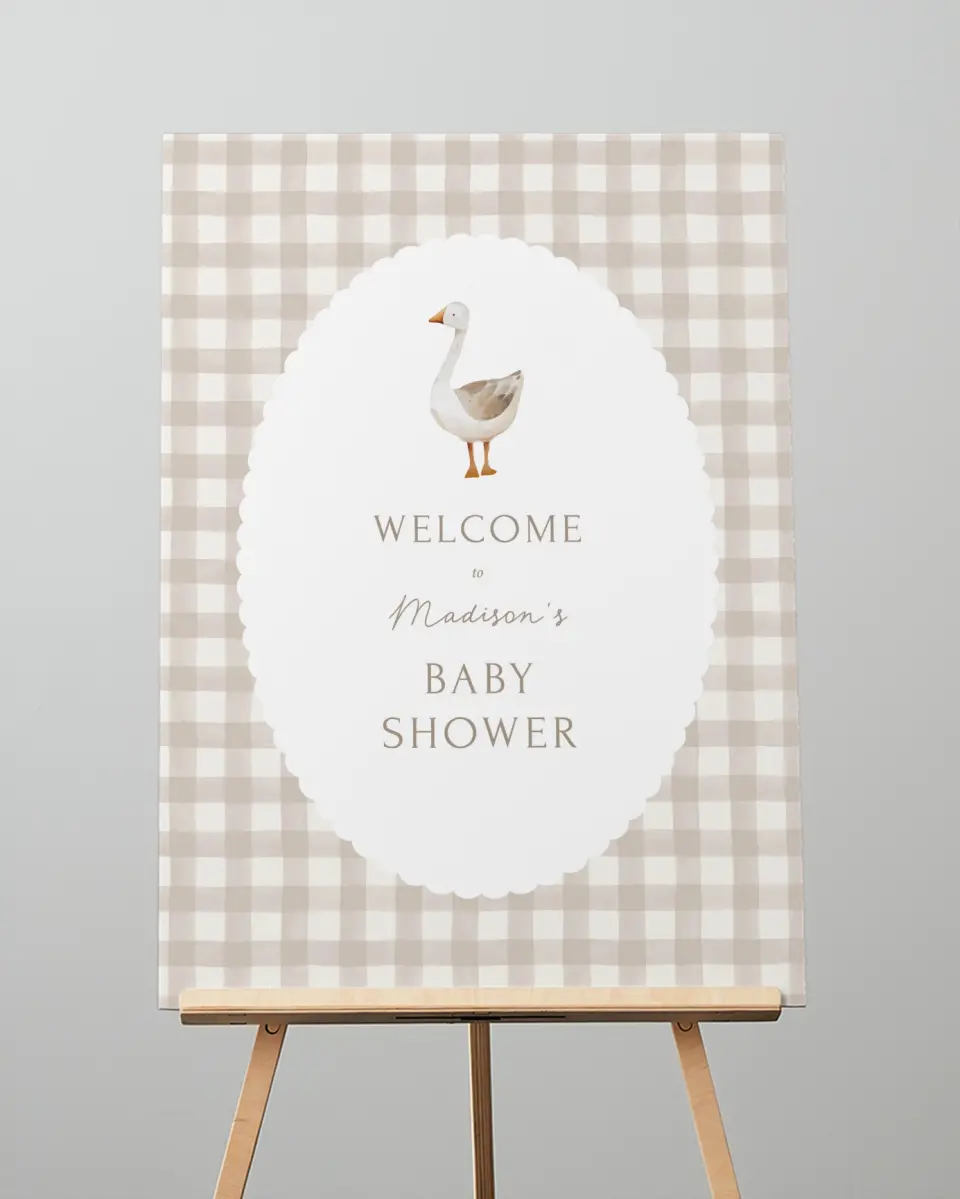 This is a 20" x 28" Welcome Baby Shower Sign called Mother Goose printed in full color
