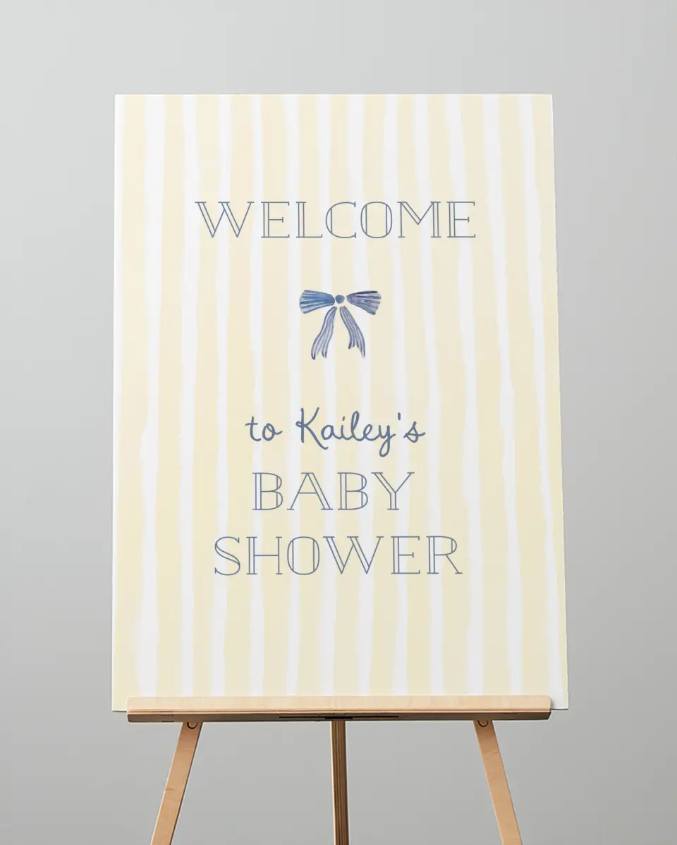 This is a 20" x 28" Welcome Baby Shower Sign called Ciao Baby printed in full color