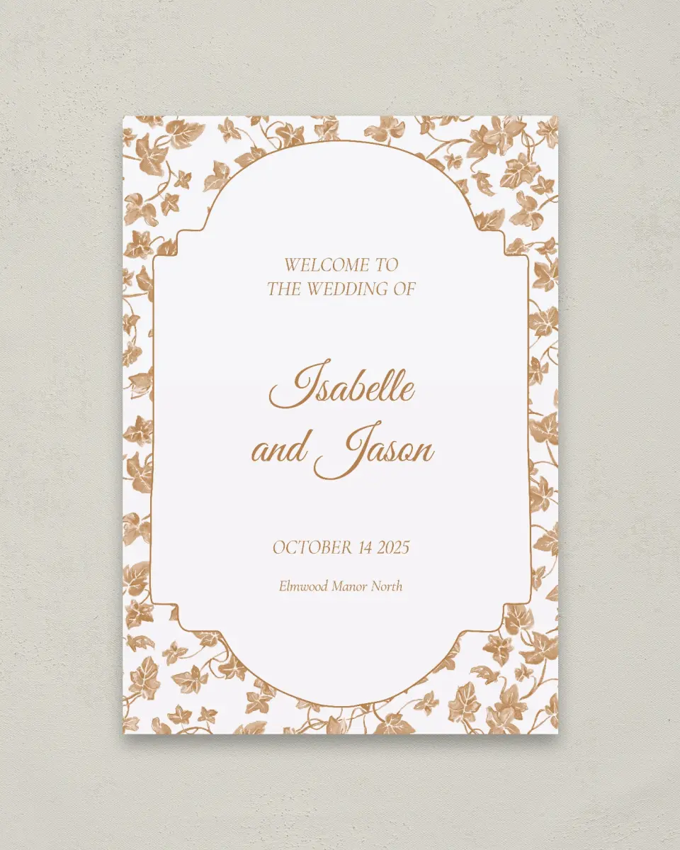 This is a 20" x 28" Welcome Sign called Elegant Autumn printed in full color
