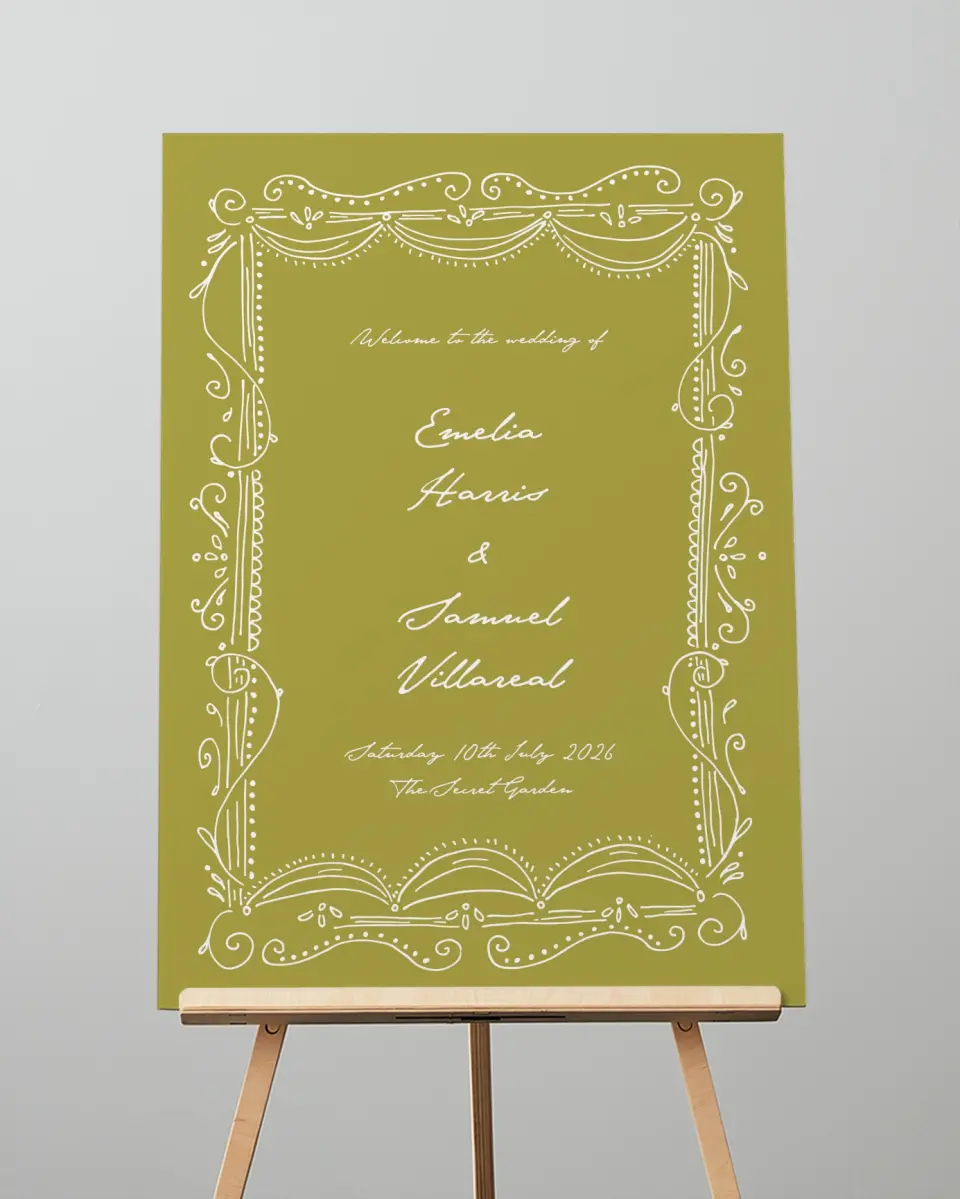 This is a 20" x 28" Welcome Sign called With Love printed in full color