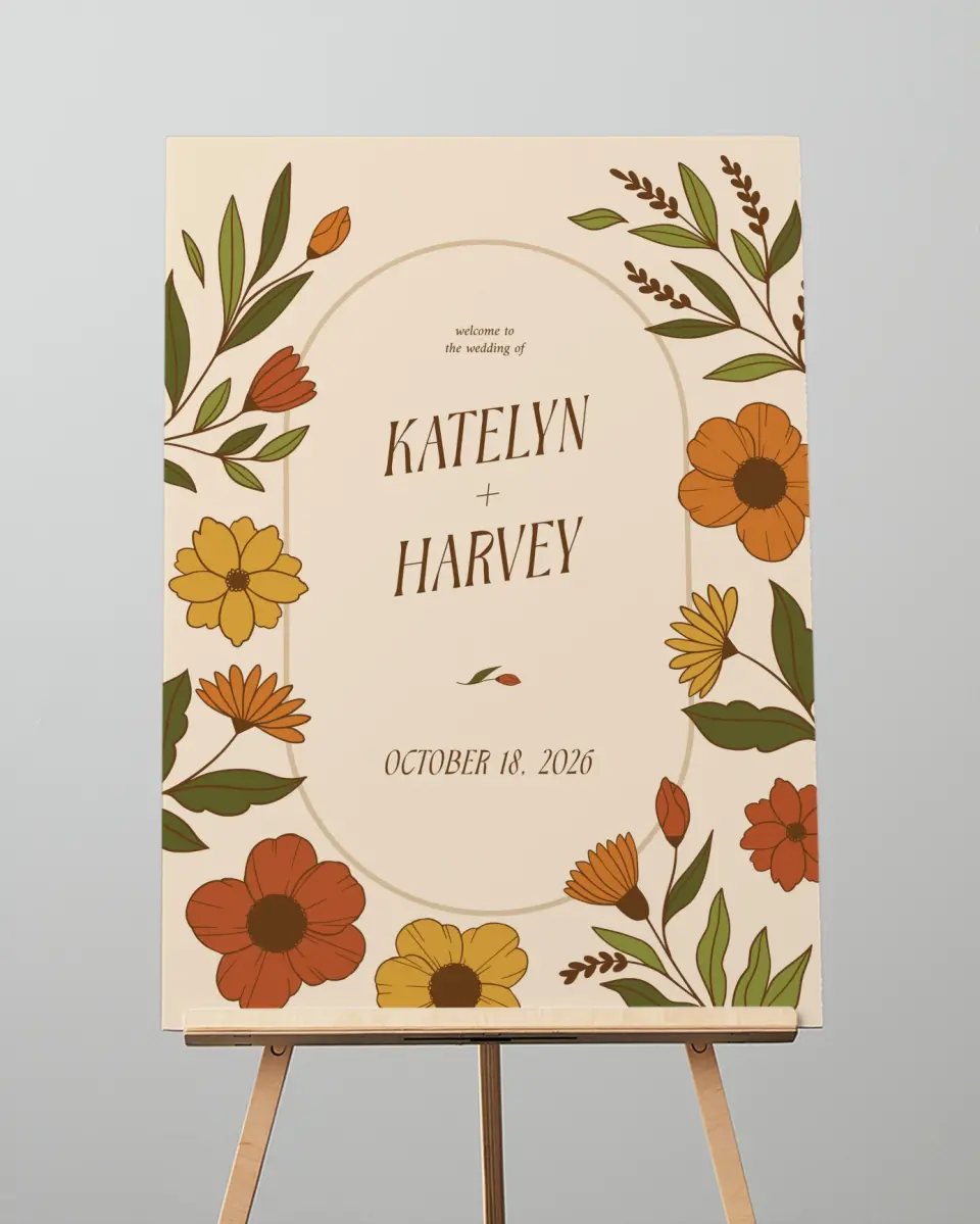 This is a 20" x 28" Welcome Sign called Wild + Bright printed in full color