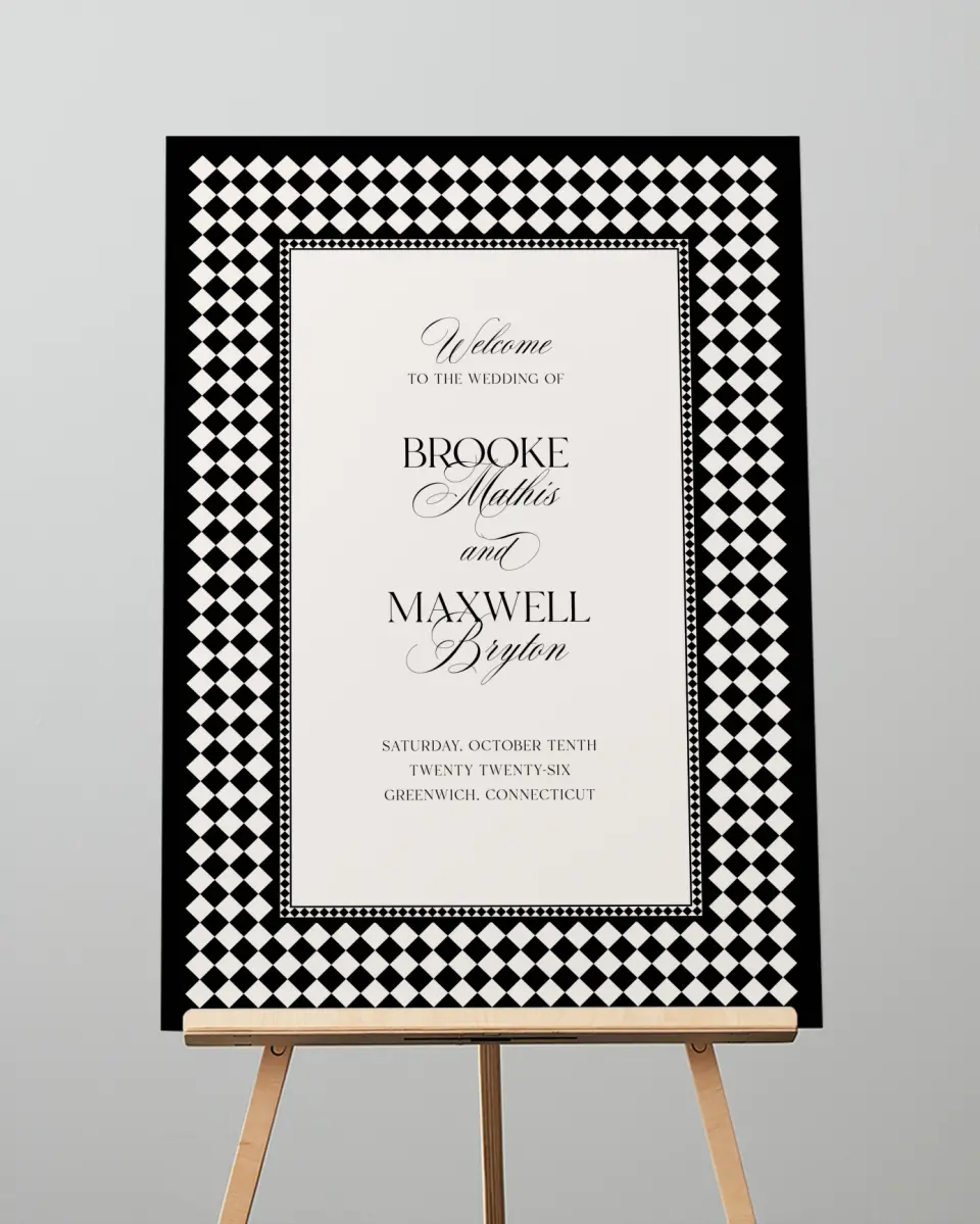 This is a 20" x 28" Welcome Sign called Greenwich printed in full color