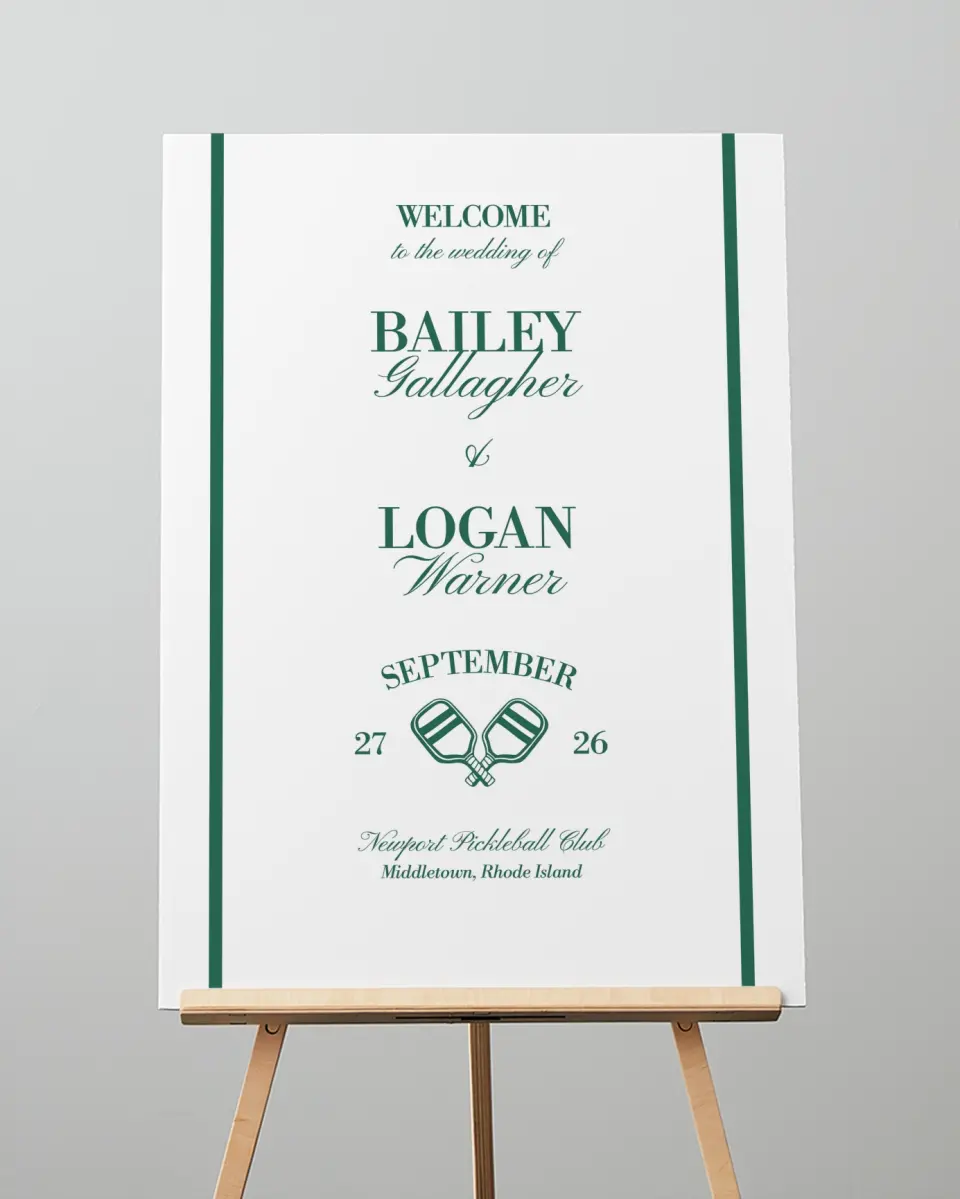 This is a 20" x 28" Welcome Sign called Serving Up Forever printed in full color