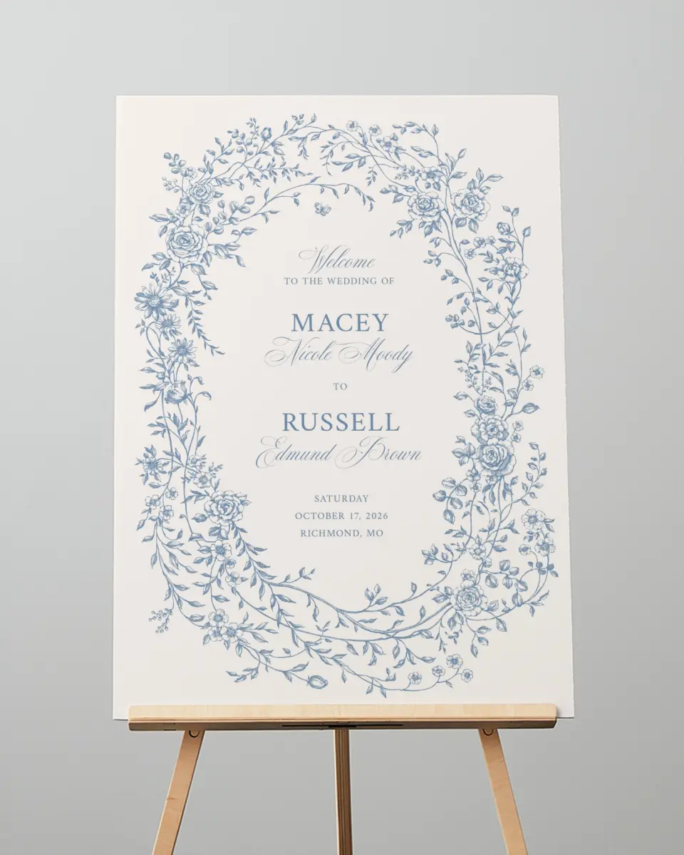 This is a 20" x 28" Welcome Sign called Vintage Reverie printed in full color