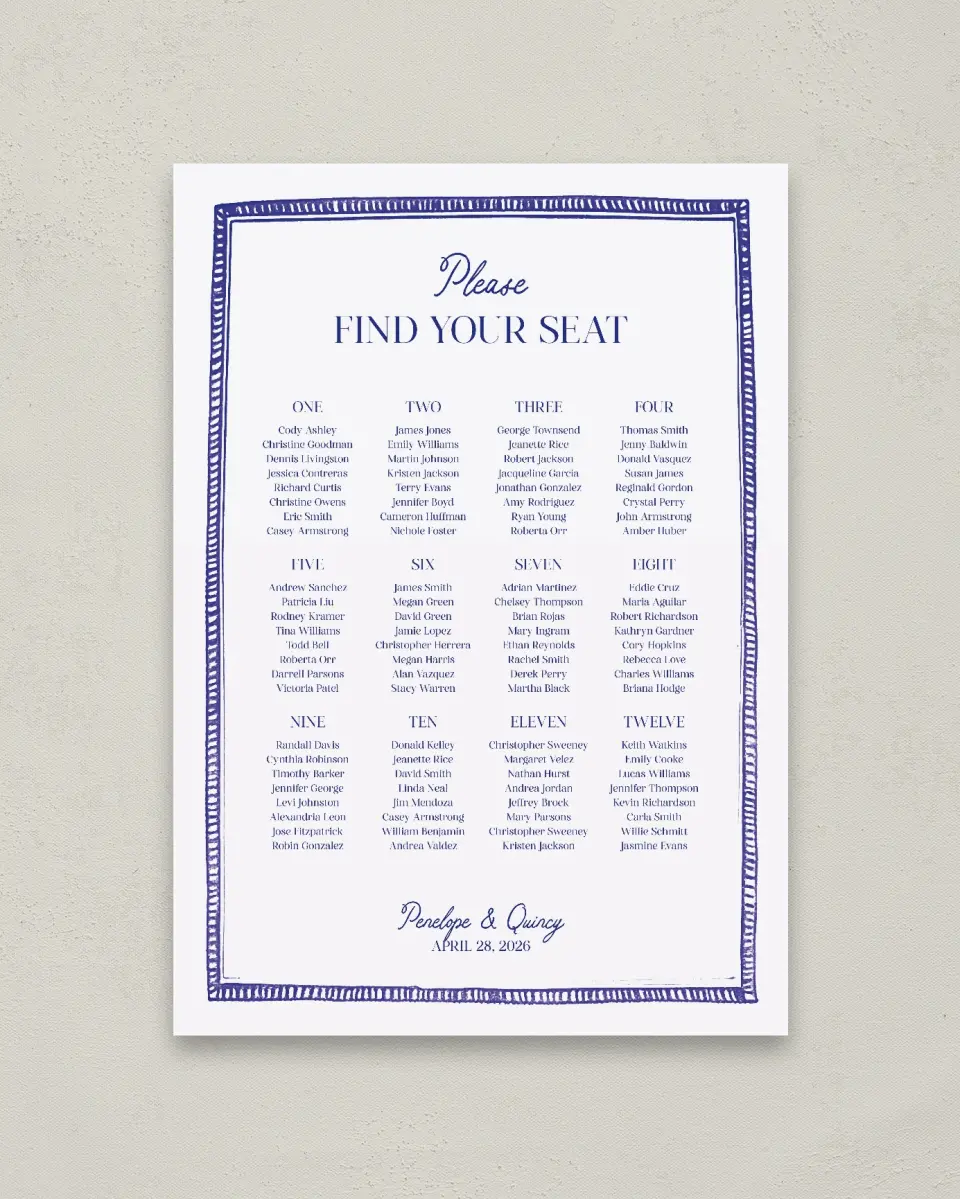 This is a 20" x 28" Seating Chart Sign called Storybook Garden printed in full color