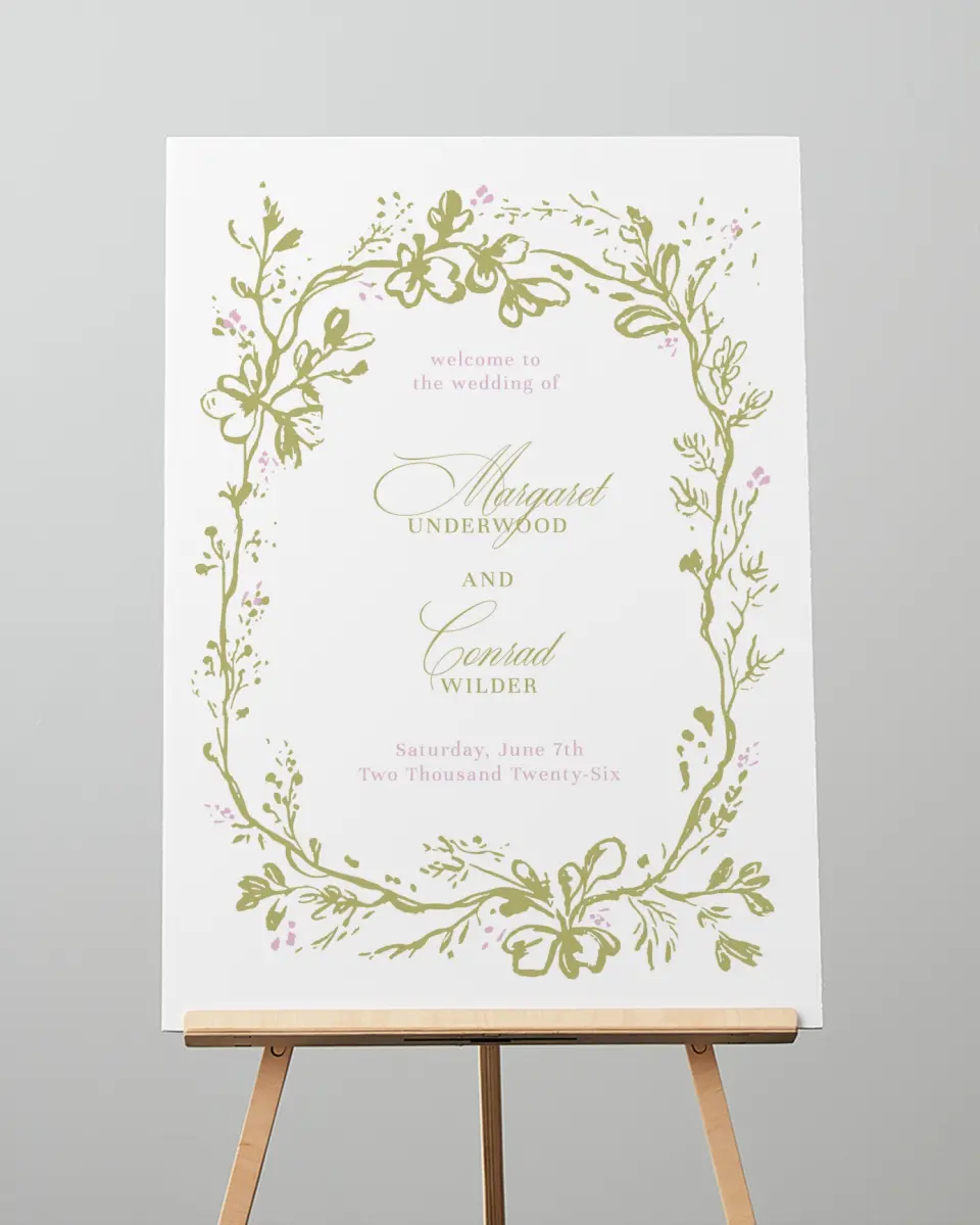 This is a 20" x 28" Welcome Sign called Evening in Bloom printed in full color