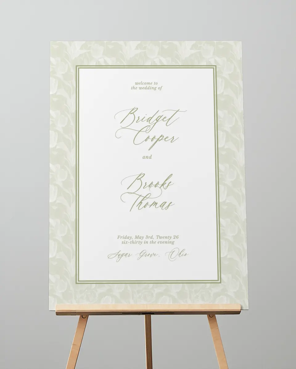 This is a 20" x 28" Welcome Sign called Timeless Tulips printed in full color