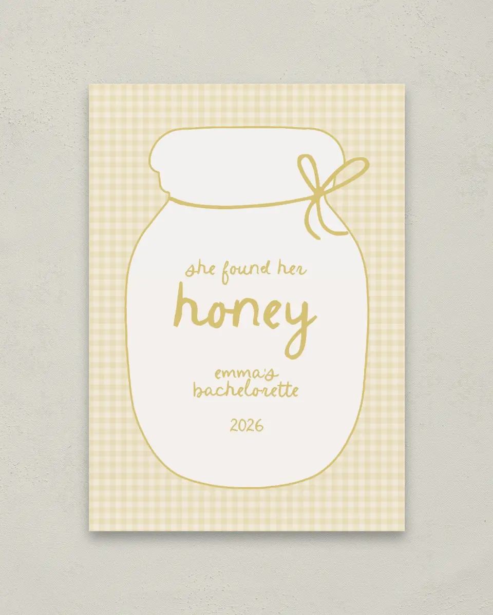This is a 20" x 28" Welcome Sign called She Found her Honey printed in full color