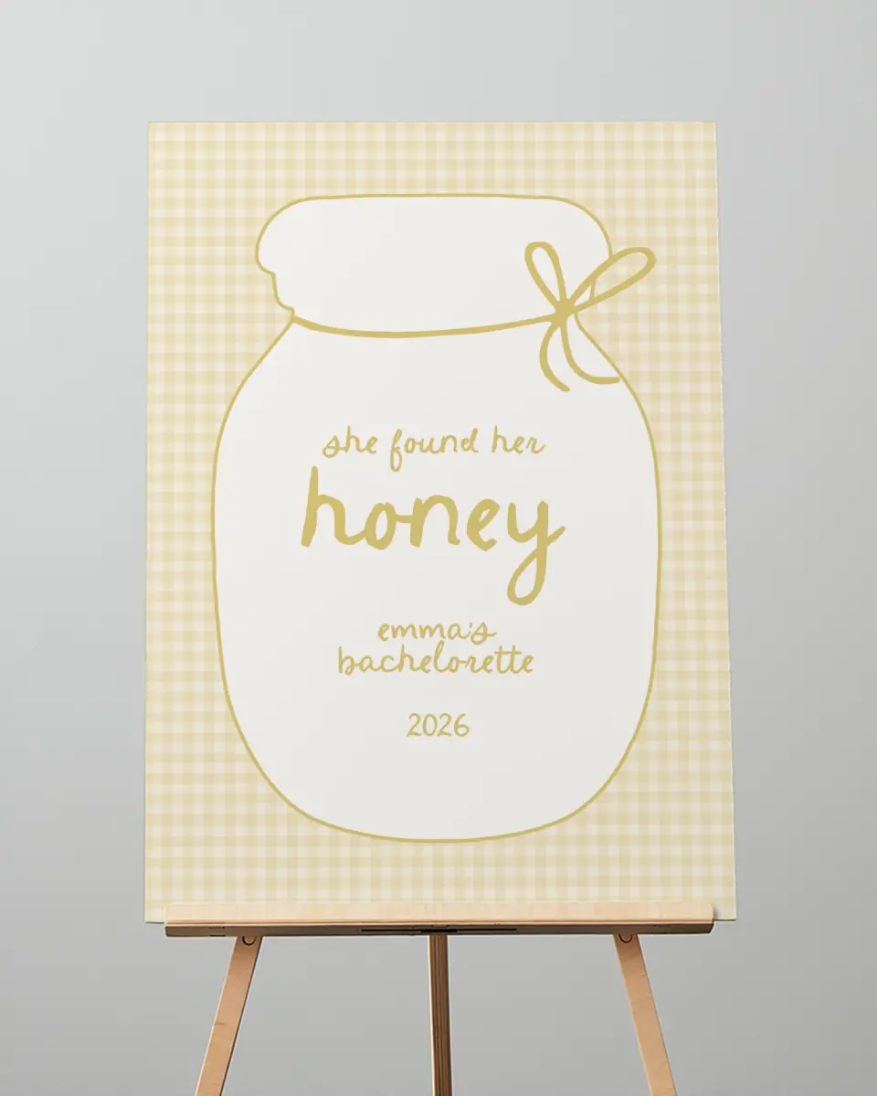 This is a 20" x 28" Welcome Sign called She Found her Honey printed in full color