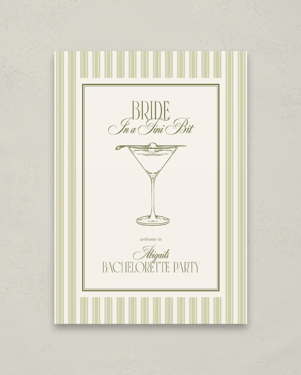 This is a 20" x 28" Welcome Sign called In a Tini Bit printed in full color