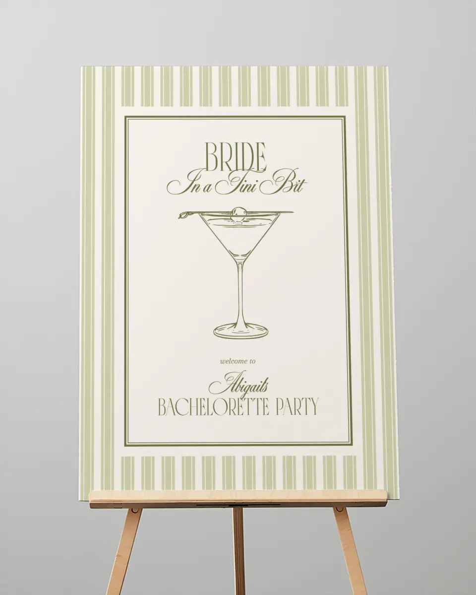 This is a 20" x 28" Welcome Sign called In a Tini Bit printed in full color