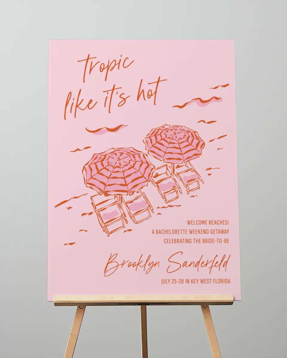 This is a 20" x 28" Welcome Sign called Tropic Like It's Hot printed in full color
