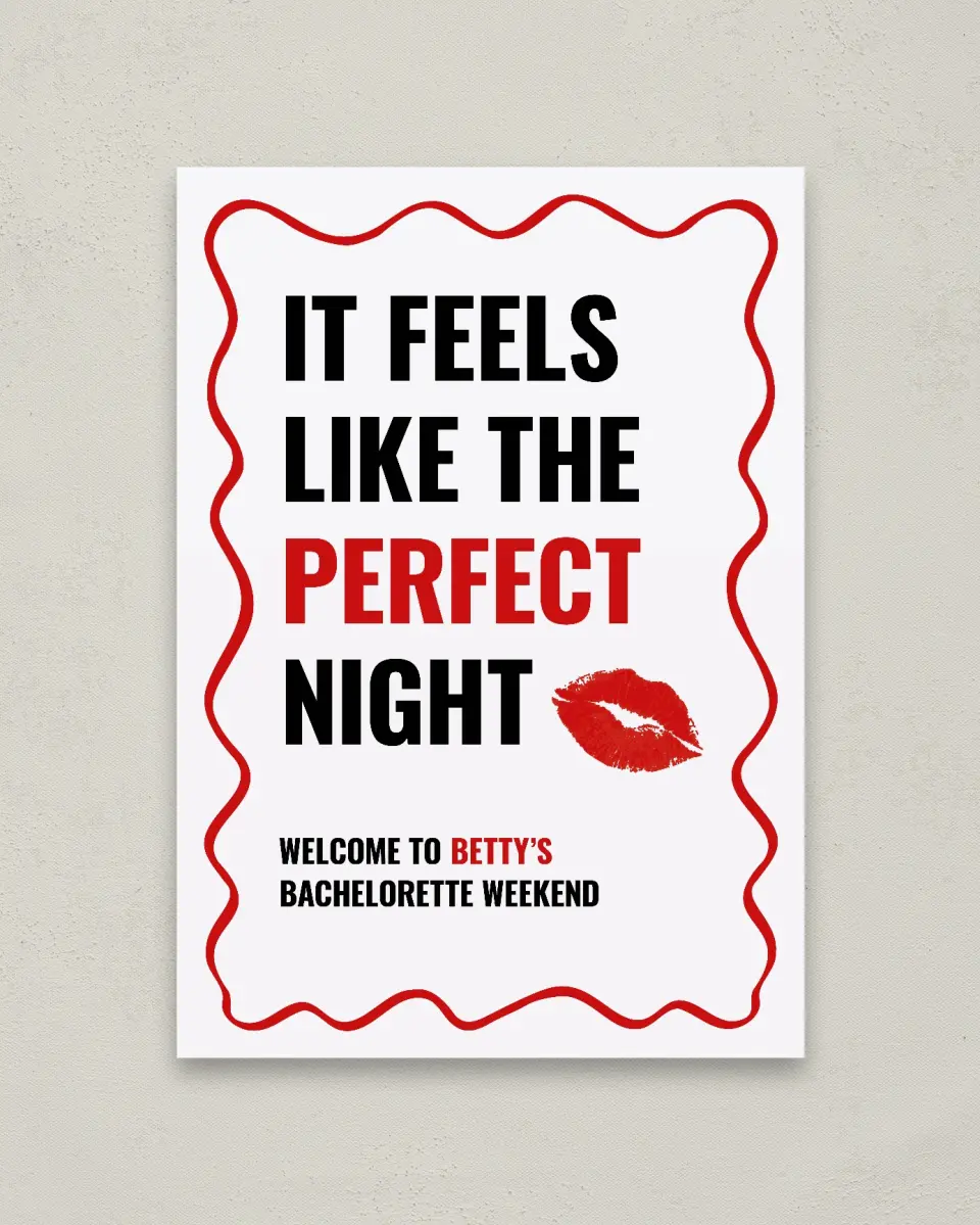 This is a 20" x 28" Welcome Sign called Loving Him Was Red printed in full color