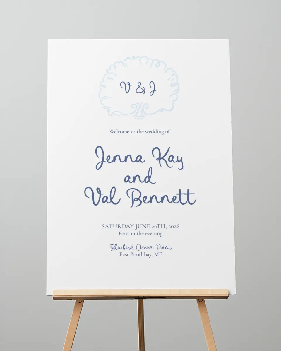 This is a 20" x 28" Welcome Sign called Love by the Sea printed in full color