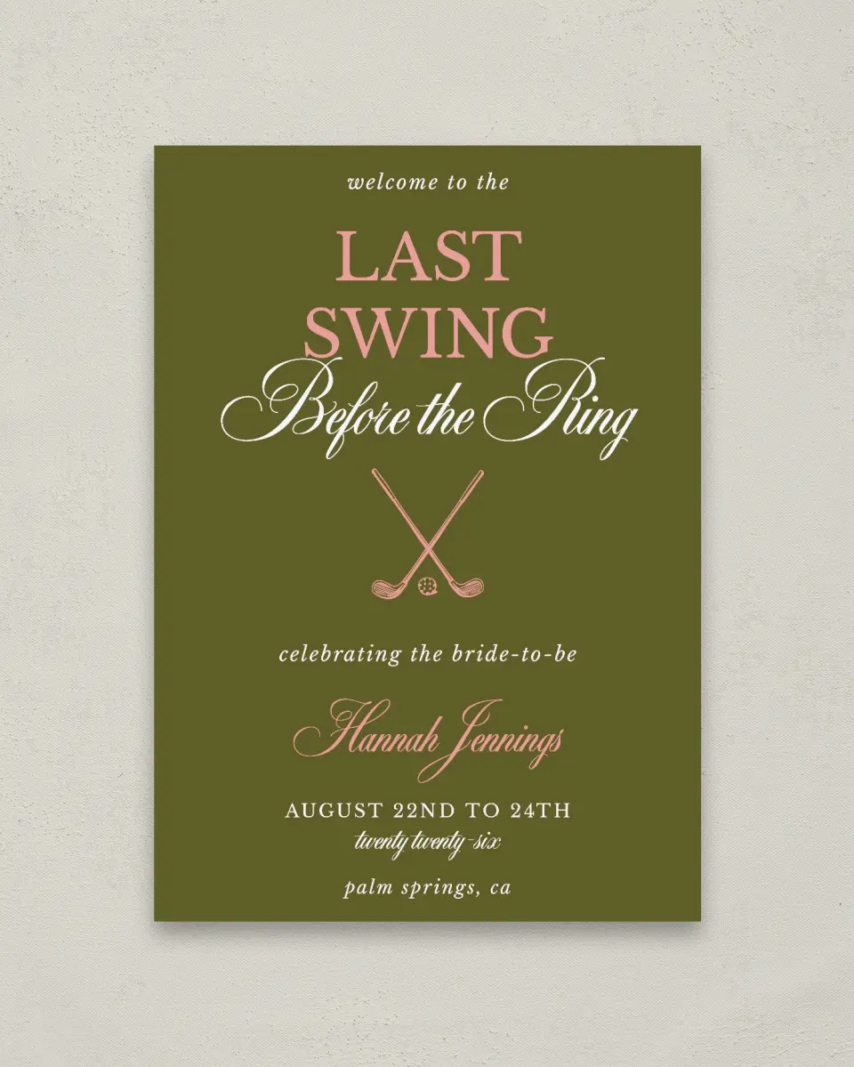 This is a 20" x 28" Welcome Sign called Last Swing printed in full color
