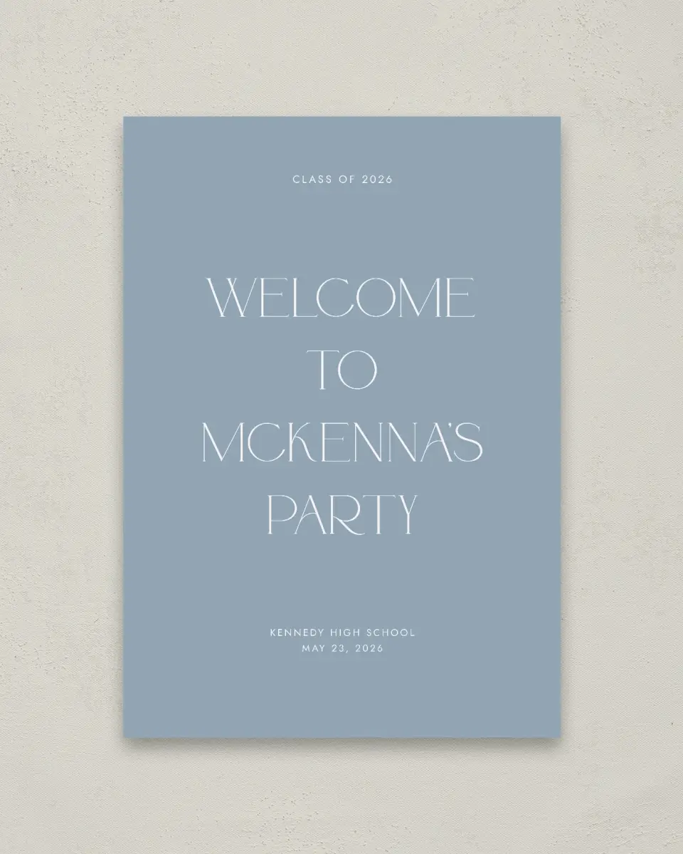 This is a 20" x 28" Welcome Grad Sign called Graceful Grad printed in full color