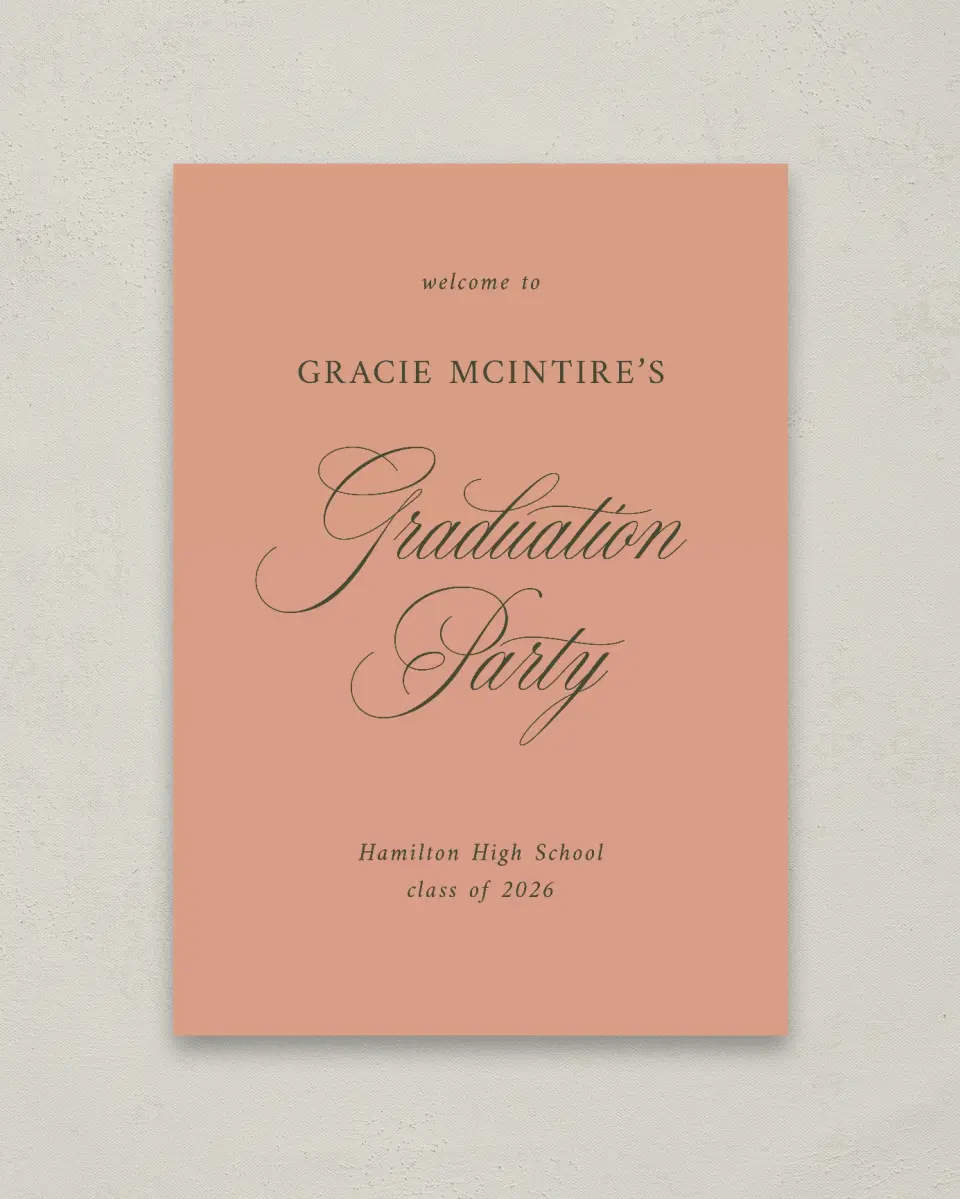 This is a 20" x 28" Welcome Grad Sign called Refined Celebration printed in full color