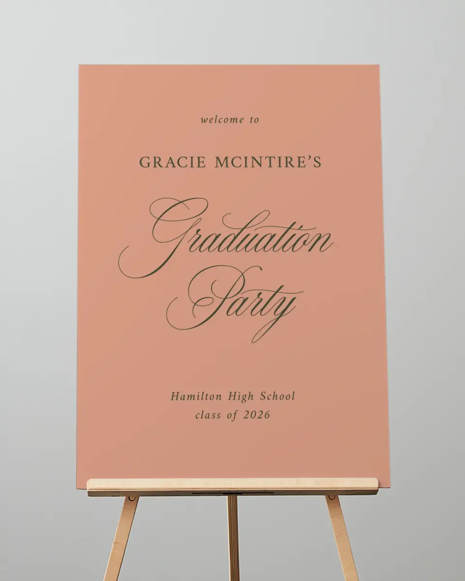 This is a 20" x 28" Welcome Grad Sign called Refined Celebration printed in full color